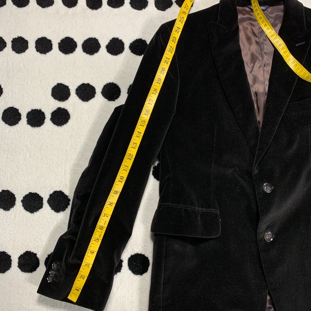 Banana Republic Velvet Blazer Sport Coat Mens 40S Black Tailored Fit Two Button - Picture 16 of 16